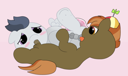Size: 2500x1500 | Tagged: explicit, artist:kinkydiddledie, button mash, 69 position, analingus, analingus on male, anus, balls, blowjob, blushing, clothes, colt, colt on colt, foal, foalcon, frog (hoof), g4, gay, genitals, imported from derpibooru, male, males only, nudity, oral, penis, pony, raised hoof, rumble, sex, skirt, underhoof, upskirt