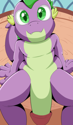 Size: 1648x2824 | Tagged: explicit, artist:foxkai, spike, flaccid, foalcon, g4, genitals, imported from derpibooru, looking at you, nudity, penis