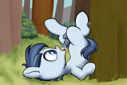 Size: 3595x2420 | Tagged: explicit, artist:dumbwoofer, autofellatio, balls, blank flank, blowjob, colt, cum, cum eating, cum on tongue, cumming, ear fluff, earth pony, foal, foalcon, g4, genitals, grass, horsecock, imported from derpibooru, male, masturbation, medial ring, nudity, oral, orgasm, outdoors, penis, pony, shady daze, solo, tongue out, tree, vein, veiny cock