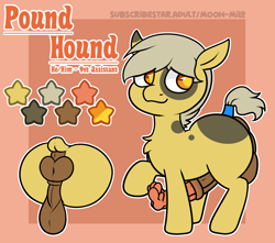 Size: 1472x1299 | Tagged: explicit, artist:alleymutt, oc, oc:pound hound, anus, balls, big penis, colt, earth pony, foal, foalcon, genitals, horsecock, imported from derpibooru, male, nudity, oc only, penis, ponut, pony, reference sheet, solo, spots