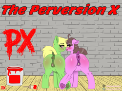 Size: 6700x5000 | Tagged: explicit, artist:blossom rain, oc, oc:choco cream, oc:jade stone, series:the perversion x, anus, big anus, big clitoris, butt, clitoris, duo, duo female, duo focus, female, foal, foalcon, imported from derpibooru, large butt, nudity, oc only, p-version x, ponut, presenting, presenting anus, presenting butt, presenting pussy, px, vulva