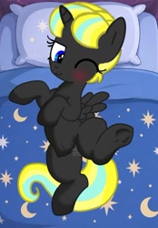 Size: 564x809 | Tagged: explicit, artist:weker, oc, oc:littlelight, alicorn, bed, bedroom eyes, butt, clitoris, colored, crotchboobs, female, filly, foal, foalcon, g4, genitals, hooves, horn, imported from derpibooru, indoors, looking at you, metacorn, nipples, nudity, oc only, on bed, plot, ponut, pony, presenting, presenting pussy, solo, solo female, tail, teats, unamused, vulva