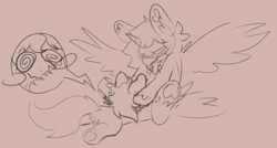 Size: 1804x964 | Tagged: explicit, artist:furufoo, oc, oc:chanter, oc:prin, alicorn, anatomically correct, anus, blushing, crotch, dominant, earth pony, female, filly, foal, foalcon, foaldom, genitals, ghost, hooves, horn, hypno eyes, imported from derpibooru, monochrome, nudity, null, null patch, oc only, pony, sketch, spread legs, spread wings, spreading, undead, vulva, wings