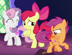 Size: 1279x966 | Tagged: explicit, artist:devianthorseguy, apple bloom, scootaloo, sweetie belle, accidental wetting, anatomically correct, anus, butt, butt focus, carpet, clitoris, cropped, crotchboobs, cutie mark crusaders, earth pony, edit, edited screencap, excited, excitement, female, females only, filly, foal, foalcon, g4, genitals, glowing cutie mark, horn, imported from derpibooru, indoors, my little pony: friendship is magic, nipples, nude edit, nudity, pee on carpet, peeing on the floor, pegasus, piss puddle, pissing, plot, ponut, presenting, presenting butt, presenting pussy, screencap, stain, surf and/or turf, unicorn, urine, vulva, vulvar winking