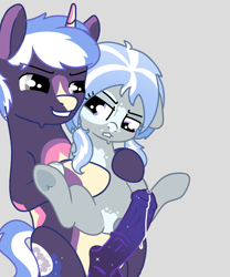Size: 1447x1737 | Tagged: explicit, artist:sugar breeze, oc, oc:eclipsed nebula, oc:winter mist, age difference, brother and sister, cum, cum string, derp, derpibooru exclusive, duo, earth pony, earth pony oc, female, filly, foal, foalcon, genitals, holding a pony, horn, horsecock, imminent penetration, imminent sex, imported from derpibooru, incest, male, nudity, penis, pigtails, pony, precum, siblings, stallion, stallion on filly, straight, unicorn, unicorn oc, vulva