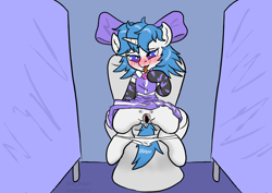 Size: 1754x1240 | Tagged: explicit, artist:bun_burst, oc, bathroom, bathroom stall, blush lines, blushing, bow, but why, clitoris, clothes, commission, crotchboobs, female, filly, foal, foalcon, gaping, gaping vagina, genitals, hair bow, horn, imported from derpibooru, indoors, nipples, nudity, oc only, panties, panties around legs, partial nudity, pony, sitting, sitting on toilet, solo, toilet, tongue out, underwear, unicorn, vagina, vulva