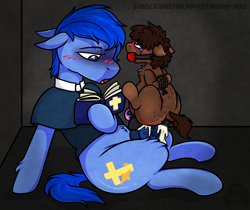 Size: 1548x1299 | Tagged: explicit, grimdark, artist:alleymutt, oc, oc:butterball, abuse, age difference, anal, anal creampie, ballgag, balls, bdsm, bible, blushing, bondage, butt blush, butt freckles, chastity, chastity cage, clothed sex, clothes, colt, creampie, crying, cum, duo, duo male, earth pony, fandom, foal, foal abuse, foalcon, freckles, gag, gay, genitals, horsecock, imported from derpibooru, john ward, large penetration, male, male on male rape, nudity, penetration, penis, pony, ponysona, rape, religion, rope, rope bondage, sex, sheath, short mane, size difference, stallion, stallion on colt, tied up, young