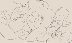 Size: 2314x1400 | Tagged: explicit, artist:dtcx97, apple bloom, oc, anus, apple bloom's bow, balls, bow, butt, canon x oc, colt, colt on filly, dock, duo, duo male and female, earth pony, eyes closed, female, filly, foal, foalcon, g4, genitals, grayscale, hair bow, hands free, hooves, imported from derpibooru, lying down, male, missionary position, monochrome, nudity, oc name needed, on back, open mouth, orgasm, pelvic thrust, penetration, pony, pony on pony action, sex, shipping, simple background, sketch, squirting, straight, tail, vaginal, vaginal orgasm, vaginal secretions