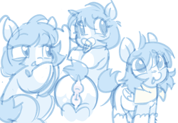 Size: 1145x791 | Tagged: explicit, artist:mushy, oc, oc:babyblu, anus, appaloosa, baby, baby pony, blue coat, blue mane, clothes, coat markings, female, filly, foal, foalcon, genitals, giggling, imported from derpibooru, nudity, oc only, pacifier, pegasus, pegasus oc, ponut, pony, short tail, socks, socks (coat markings), spots, tail, vulva
