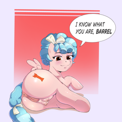 Size: 4167x4167 | Tagged: explicit, artist:the king, anatomically correct, anus, blue mane, butt, commission, cozy glow, cozy glutes, crotchboobs, cute, female, filly, foal, foalcon, g4, imported from derpibooru, large butt, looking at you, nipples, nudity, offscreen character, pegasus, ponut, pony, presenting, presenting butt, presenting pussy, simple background, smiling, solo, solo female, speech bubble, teasing, text, vulva, wings