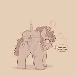 Size: 1200x1200 | Tagged: explicit, artist:cold-blooded-twilight, anatomically correct, anus, blushing, butt, cake, cozy glow, cozy glutes, cozybetes, cute, dialogue, female, filly, foal, foalcon, food, foodplay, frosting, g4, imported from derpibooru, large ponut, looking at you, looking back, looking back at you, looking over shoulder, monochrome, nudity, offscreen character, open mouth, open smile, pegasus, plot, ponut, pony, presenting, presenting anus, presenting butt, presenting pussy, rear view, smiling, solo, solo female, speech bubble, text, vulva