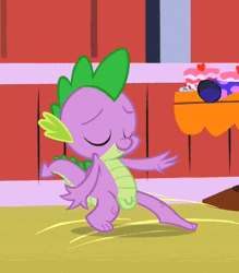 Size: 350x400 | Tagged: questionable, artist:bflower, spike, animated, baby dragon, balls, dragon, edit, edited screencap, flaccid, foalcon, g4, genitals, gif, imported from derpibooru, male, my little pony: friendship is magic, nude edit, nudity, party of one, pelvic thrust, penis, screencap, solo, solo male