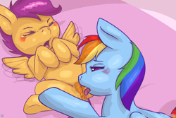 Size: 1800x1200 | Tagged: explicit, artist:maverick, rainbow dash, scootaloo, age difference, anatomically correct, anus, blushing, cunnilingus, dubious consent, eyebrows, eyes closed, female, filly, flapping wings, foal, foalcon, g4, genitals, imported from derpibooru, larger female, lesbian, looking at someone, mare, mare on filly, multicolored hair, nudity, older female, open mouth, oral, pegasus, ponut, pony, pony on pony action, rainbow hair, sequence, sex, ship:scootadash, shipping, size difference, smaller female, vulva, wings, younger female