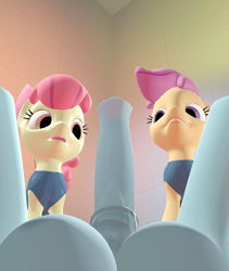 Size: 1620x1920 | Tagged: explicit, apple bloom, rainbow dash, scootaloo, 3d, age difference, clothes, crotchboobs, earth pony, female, filly, foal, foalcon, futa, futa on female, futa on filly, futa rainbow dash, g4, genitals, horsecock, imported from derpibooru, intersex, nipples, nudity, offscreen character, penis, pony, pov, source filmmaker, swimsuit, trio
