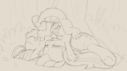 Size: 3274x1842 | Tagged: explicit, artist:dtcx97, spike, twilight sparkle, alicorn, anal secretions, anus, butt, clitoris, dragon, dripping, drool, foalcon, g4, genitals, imported from derpibooru, leaking, monochrome, nudity, penis, plot, ponut, pony, vaginal secretions, vulva