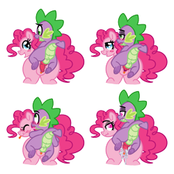 Size: 1900x1900 | Tagged: explicit, artist:vodkamewtwoni, pinkie pie, spike, age difference, anus, balls, canine penis, clitoris, creampie, cum, dragon, dragons riding ponies, earth pony, female, foalcon, g4, genitals, heart, heart eyes, imported from derpibooru, knot, knotted penis, looking at each other, looking at someone, looking back, male, nudity, penetration, penis, pony, riding, riding a pony, sequence, sex, ship:pinkiespike, shipping, simple background, spike riding pinkie pie, straight, straight shota, tongue out, transparent background, vaginal, vulva, wingding eyes, wingless spike