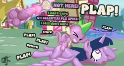 Size: 2480x1319 | Tagged: explicit, artist:littleuwu20, spike, twilight sparkle, age difference, alicorn, baby, baby dragon, baby dragon on mare, creampie, cum, cum in uterus, dragon, dragon on pony action, dragons riding ponies, duo, duo male and female, female, foalcon, g4, heart, heart eyes, imported from derpibooru, internal, interspecies, lying down, male, outdoor sex, outdoors, penetration, pony, prone, pseudoincest, riding, riding a pony, sex, ship:twispike, shipping, spike riding twilight, spikedom, straight, uterus, vaginal, wingding eyes, wingless spike