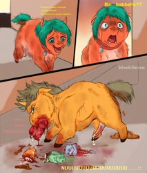 Size: 1280x1500 | Tagged: explicit, grimdark, grotesque, artist:blackalicorn, oc, abuse, afterrape, aftersex, ambiguous gender, anal creampie, anus, baby, baby talk, bisection, blood, bone, cannibalism, collar, colt, colt prey, corpse, creampie, crotchboobs, crying, cum, dead source, death, dialogue, dripping, dripping cum, english, female, filly, filly prey, fluffy pony, fluffy pony foals, fluffy pony grimdark, foal, foal prey, foalcon, genitals, glazed dick, gore, group, hard vore, horn, implied rape, imported from derpibooru, infanticide, intestines, male, mare, mother and child, mouth hold, nightmare fuel, nudity, oc only, organs, pain, penis, pony, post sex vore, quadrupedal, shocked, smiling, stallion, suffering, unicorn, vaginal creampie, vore