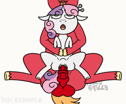 Size: 1448x1199 | Tagged: explicit, artist:alleymutt, artist:follyfilly, sweetie belle, abdominal bulge, age difference, animated, balls, big macintosh, clitoris, duo, duo male and female, earth pony, female, filly, foal, foalcon, g4, genitals, gif, holding a pony, horn, horsecock, imported from derpibooru, male, nudity, open mouth, penetration, penis, plap, pony, sex, sheath, ship:sweetiemac, shipping, size difference, stallion, stallion on filly, straight, tongue out, unicorn, unshorn fetlocks, vaginal, vulva, ych animation, ych example, your character here