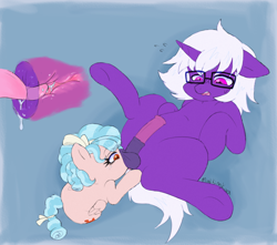 Size: 2500x2210 | Tagged: explicit, artist:madkingkara, oc, oc:violet jest, age difference, analingus, analingus on male, anus, balls, balls on face, canon x oc, cozy glow, deep rimming, eyelashes, female, female on male, female on male analingus, femboy, filly, filly on stallion, foal, foalcon, foaldom, g4, genitals, glasses, horn, huffing balls, imported from derpibooru, lying down, male, no eyelashes, nudity, on back, oral, pegasus, penis, pony, reverse foalcon, sex, ship:cozyjest, shipping, spread legs, spreading, stallion, straight, unicorn, unicorn oc