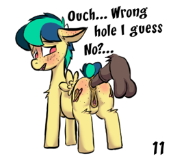 Size: 1072x990 | Tagged: explicit, oc, oc:apogee, oc:jet stream, comic:pregnant apogee, age difference, anal, anonymous artist, anus, bad parenting, blushing, both cutie marks, butt, butt blush, butt freckles, derpibooru exclusive, dock, duo, duo male and female, ear blush, ear freckles, father and child, father and daughter, female, female focus, filly, floppy ears, foal, foalcon, freckles, from behind, genitals, horsecock, imported from derpibooru, incest, lidded eyes, looking back, male, nudity, oc only, oc x oc, offscreen character, offscreen male, open mouth, pain, painal, pegasus, pegasus oc, penetration, penis, plot, ponut, pony, pregnant, pregnant foal, pregnant sex, rear view, sex, ship:apojet, shipping, simple background, solo focus, speech, stallion, stallion on filly, straight, tail, talking, teenager, text, vulva, white background, wrong hole