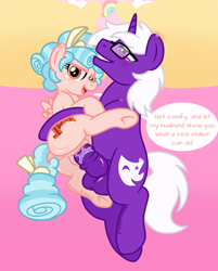 Size: 2810x3500 | Tagged: explicit, artist:hedgelordafterdark, oc, oc:violet jest, age difference, anatomically correct, anus, balls, bedroom, big penis, blushing, butt, butt blush, canon x oc, commission, cozy glow, dialogue, duo, eye contact, female, filly, foal, foalcon, freckles, g4, genitals, glasses, horn, horsecock, imported from derpibooru, indoors, looking at each other, looking at someone, male, nudity, pegasus, penetration, penis, plot, ponut, pony, sex, ship:cozyjest, shipping, show accurate, show accurate porn, spread legs, spreading, stallion, stallion on filly, straight, unicorn, unicorn oc, vaginal, vaginal secretions, vulva