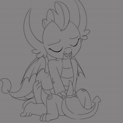Size: 700x700 | Tagged: explicit, artist:dtcx97, spike, animated, anonymous artist, dragon, dragon dick, dragoness, duo, duo male and female, eyes closed, faceful of ass, facesitting, female, female on top, foalcon, g4, genitals, imported from derpibooru, lying down, male, monochrome, nudity, on back, oral, penis, sex, ship:spolder, shipping, sketch, smolder, straight, tapered penis