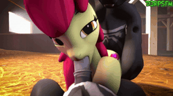 Size: 1920x1080 | Tagged: explicit, artist:d3rpsfm, apple bloom, 2026, 3d, animated, barn, blowjob, changeling, changeling on filly action, earth pony, female, filly, foal, foalcon, g4, genitals, group sex, horsecock, imported from derpibooru, indoors, looking at you, male, mmf threesome, no sound, nudity, offscreen character, oral, penis, pov, sex, source filmmaker, spitroast, threesome, webm