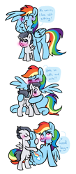 Size: 718x1653 | Tagged: explicit, artist:vodkamewtwoni, rainbow dash, age difference, anus, babysitting, balls, blushing, clitoris, colt, colt on mare, comic, duo, duo male and female, female, foal, foalcon, g4, genitals, good boy, grope, imported from derpibooru, male, mare, nudity, older female, pegasus, penetration, penis, ponut, pony, rainbow dash is a foal fiddler, rumble, sex, ship:rumbledash, shipping, simple background, speech, speech bubble, spread legs, spread wings, spreading, straight, straight shota, talking, text, tongue out, transparent background, wing salute, wings, younger male