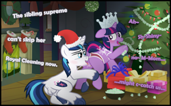 Size: 9611x6000 | Tagged: explicit, artist:gollygosh, shining armor, twilight sparkle, anus, blushing, bowl, breath, brother and sister, candy, candy cane, christmas, christmas 2025, christmas lights, christmas stocking, christmas tree, clitoris, clothes, colt, colt on filly, crown, cunnilingus, derpibooru exclusive, dialogue, duo, duo male and female, female, filly, filly twilight sparkle, fireplace, foal, foalcon, food, g4, genitals, hard-won helm of the sibling supreme, hat, holiday, horn, horsecock, implied twilight velvet, imported from derpibooru, incest, indoors, infidelity, licking, looking back, male, nudity, oral, panting, penis, pony, popcorn, popcorn string, precum, present, raised tail, red underwear, santa hat, sex, ship:shiningsparkle, shipping, sibling incest, siblings, sparkle's seven, squirting, straight, surprised, tail, text, tongue out, tree, twicest, underwear, unicorn, vaginal secretions, vector, vulva, vulvar winking, wreath, younger