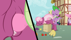 Size: 1920x1080 | Tagged: explicit, spike, age difference, baby dragon on mare, bag, banana, butt touch, cheerilee, creampie, cum, doggy style, dragon, dragon on pony action, duo, duo male and female, earth pony, edit, edited screencap, eyes closed, female, foalcon, food, from behind, fruit, g4, genitals, grapes, grocery bag, imported from derpibooru, interspecies, knot, knotted, knotted penis, lemon, male, mare, my little pony: friendship is magic, nudity, orange, outdoor sex, outdoors, paper bag, penetration, penetration view, penis, pony, ponyville, screencap, season 2, secret of my excess, sex, ship:cheerispike, shipping, show accurate, show accurate porn, straight, strawberry, vaginal, vaginal creampie, vulva, wingless spike