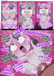 Size: 4444x6215 | Tagged: explicit, artist:inkyshadow, sweetie belle, ahegao, comic, female, filly, foal, foalcon, g4, genitals, horn, human, human male, human male on filly, human on pony action, imported from derpibooru, interspecies, japanese reading order, male, male pov, nudity, offscreen character, offscreen male, onomatopoeia, open mouth, orgasm, penetration, plap, pony, pov, sex, straight, text, this will end in pregnancy, tongue out, unicorn, vaginal, vaginal orgasm, vaginal secretions, vulva