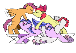 Size: 3508x2480 | Tagged: explicit, apple bloom, scootaloo, sweetie belle, age difference, all three filled, anal, anonymous artist, balls, blowjob, cutie mark crusaders, earth pony, female, foal, foalcon, foaldom, foursome, futa, futa apple bloom, futa cutie mark crusaders, futa on female, futa scootaloo, futa sweetie belle, g4, gangbang, genitals, group sex, horn, imported from derpibooru, intersex, kissing, mare, nudity, oral, pegasus, penetration, pony, sea swirl, sex, size difference, unicorn, vaginal