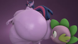 Size: 1920x1080 | Tagged: questionable, artist:donottouchwillie, spike, twilight sparkle, 3d, age difference, anthro, areola, big breasts, breasts, busty twilight sparkle, butt, dragon, duo, duo male and female, eyes on the prize, female, foalcon, g4, gradient background, horn, huge breasts, huge butt, imported from derpibooru, impossibly large butt, large butt, looking back, male, nipples, nudity, pseudoincest, ship:twispike, shipping, size difference, source filmmaker, straight, thighs, thunder thighs, twibutt, unicorn, unicorn twilight, wingless spike