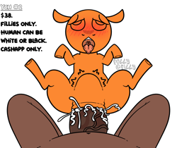 Size: 1548x1299 | Tagged: explicit, semi-grimdark, artist:follyfilly, abdominal bulge, abuse, advertisement, ahegao, blushing, commission, commission info, creampie, cum, cumming, drool, drool string, female, filly, foal, foal abuse, foalcon, genitals, human, human on filly, human on pony action, human penis, imported from derpibooru, interspecies, kneeling, nudity, open mouth, penis, pony, size difference, tongue out, ych example, your character here