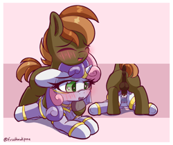 Size: 2800x2338 | Tagged: explicit, artist:frosthawkpone, button mash, sweetie belle, anus, balls, blush lines, blushing, butt, colt, colt on filly, creampie, crotchboobs, cum, cumming, dark genitals, dock, duo, duo male and female, earth pony, eyes closed, female, filly, foal, foalcon, g4, genitals, harem outfit, heart, heart eyes, horn, horn ring, imported from derpibooru, lying down, male, nipples, nudity, penetration, penis, plot, ponut, pony, prone, ring, sex, ship:sweetiemash, shipping, smiling, speed bump position, sploot, straight, straight shota, tail, teats, underhoof, unicorn, vaginal, vaginal creampie, veil, vulva, wingding eyes