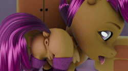 Size: 1920x1080 | Tagged: explicit, artist:background_pon3, artist:zapor, scootaloo, 3d, animated, anus, ass up, blender, butt, butt shake, closet, clothes, estrus, female, filly, foal, foalcon, g4, genitals, horny, human vulva, human vulva on pony, imported from derpibooru, indoors, looking at butt, looking back, no sound, nudity, pegasus, physics, ponut, pony, socks, solo, solo female, tongue out, twerking, vulva, webm, wings