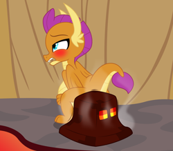 Size: 2558x2243 | Tagged: explicit, artist:badumsquish, series:smolder's scandalous sex life, aftersex, alternate version, belly, big belly, birth, blushing, broodmare, broodmother, cloaca, derpibooru exclusive, dragon, dragon lands, dripping, fangs, female, foalcon, folded wings, frown, g4, genitals, high res, horns, imported from derpibooru, lidded eyes, magma, magma cube, minecraft, musk, not scat, open mouth, outdoors, pregder, pregnant, raised tail, sharp teeth, show accurate, show accurate porn, smolder, smolder is not amused, solo, solo female, tail, teenaged dragon, teeth, unamused, volcano, weird lizzer hole, wings