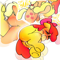 Size: 2048x2048 | Tagged: explicit, artist:aj_yumesh1p, apple bloom, applejack, age difference, anal, anus, apple sisters, applecest, blushing, butt blush, creampie, cum, cunnilingus, drool, ecstasy, erotica, female, filly, floppy ears, foal, foalcon, futa, futa applejack, futa on female, futa on filly, g4, genitals, imported from derpibooru, incest, intersex, leaking cum, lewd, licking, licking cum, mare, marecock, moaning, multiple positions, my little pony: friendship is magic, nudity, oral, orgasm, penetration, plap, ponut, pony, sex, ship:bloomjack, shipping, sibling incest, siblings, simultaneous orgasm, sisters, standing sex, suspended congress, sweat, vaginal orgasm, vulva