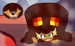 Size: 2736x1688 | Tagged: explicit, artist:badumsquish, series:smolder's scandalous sex life, angry, blushing, cloaca, cloacal penetration, derpibooru exclusive, dominant, dragon, dragon lands, dubious consent, female, foalcon, from behind, frown, g4, genitals, glare, gritted teeth, horns, imported from derpibooru, interspecies, lava, lava pool, lying down, magma cube, mating press, minecraft, nudity, outdoor sex, outdoors, penetration, pinned, prone, sex, sharp teeth, shipping, show accurate, show accurate porn, slime, smoke, smolder, spread legs, spreading, steam, teenaged dragon, teeth, volcano, weird lizzer hole