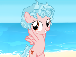 Size: 1773x1333 | Tagged: explicit, anonymous artist, beach, belly, belly button, bipedal, casual nudity, cozy glow, crotchboobs, delicious flat crotch, female, filly, foal, foalcon, g4, genitals, grin, hooves behind head, imported from derpibooru, messy mane, missing accessory, my little pony: friendship is magic, nipples, no shame, nudity, outdoors, pegasus, pony, simplistic vulva, skinny dipping, smiling, solo, solo female, stretching, teats, unembarrassed nude female, vulva