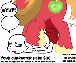 Size: 1448x1199 | Tagged: explicit, grimdark, artist:follyfilly, oc, abuse, advertisement, big macintosh, commission, duo, earth pony, foal, foal abuse, foalcon, g4, genitals, horsecock, implied rape, imported from derpibooru, male, nudity, penis, pony, rape, sale, sex, simple background, stallion, unshorn fetlocks, white background, your character here