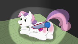 Size: 3840x2160 | Tagged: explicit, sweetie belle, alternate version, anal insertion, anatomically incorrect, anonymous artist, big dildo, butt blush, dildo, dock, female, foalcon, g4, genitals, horn, imported from derpibooru, incorrect leg anatomy, insertion, knotted dildo, large insertion, nudity, part of a set, pony, rectum, sex toy, smiling, solo, solo female, tail, the cmc's cutie marks, unicorn, vulva, who needs organs?, x-ray