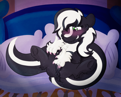 Size: 2500x2000 | Tagged: explicit, artist:euspuche, oc, oc:zenawa skunkpony, alternate version, anus, bed, bedroom, blushing, cheek fluff, chest fluff, claws, clopping, dock, earth pony, earth pony oc, eyelashes, fangs, female, filly, fingering, fingering self, first time, foal, foalcon, frog (hoof), genitals, gritted teeth, high res, hybrid, hybrid oc, imminent orgasm, imported from derpibooru, indoors, lidded eyes, lip bite, lying down, masturbation, nudity, oc only, on back, on bed, one eye closed, painted nails, paws, penetration, pink nail polish, raised hoof, raised leg, rule 63, skunk, skunk pony, solo, solo female, spread legs, spread pussy, spreading, tail, teeth, underhoof, vaginal secretions, vulva, wet