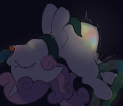 Size: 1570x1359 | Tagged: explicit, artist:dtcx97, sweetie belle, abdominal bulge, all three filled, anal, belly, belly button, blank flank, christmas, crotchboobs, cum belly, cum inflation, egg, egg inflation, eggnant, eyes closed, female, filly, foal, foalcon, g4, glowing belly, holiday, horn, imported from derpibooru, inflation, nipples, nudity, oral, outie belly button, oviposition, part of a set, penetration, pony, sex, simple background, solo, solo female, tentacle blowjob, tentacle porn, tentacles, tentacles on female, tentacles on filly, throat bulge, tongue out, unicorn, vaginal, vaginal secretions