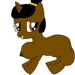 Size: 768x768 | Tagged: questionable, artist:sharai504, anatomically incorrect, big breasts, breasts, chestbreasts, cyberchase, female, filly, foal, foalcon, horn, imported from derpibooru, jackie lerange, nipples, nudity, ponified, pony, simple background, solo, solo female, unicorn, white background