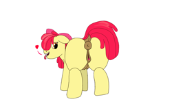 Size: 3000x1890 | Tagged: explicit, apple bloom, anonymous artist, anus, bloom butt, bow, butt, crotchboobs, dark genitals, dock, earth pony, female, filly, floating heart, foal, foalcon, g4, genitals, hair bow, heart, imported from derpibooru, looking at you, looking back, looking back at you, nipples, nudity, open mouth, open smile, plot, ponut, pony, simple background, smiling, solo, solo female, tail, tongue out, vagina, vulva, white background