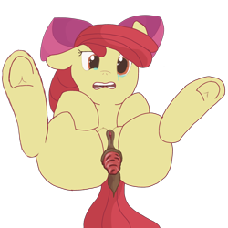 Size: 2160x2160 | Tagged: explicit, apple bloom, anal prolapse, anonymous artist, anus, bow, crappy art, crotchboobs, crying, dark genitals, earth pony, female, foalcon, g4, genitals, imported from derpibooru, nipples, nudity, pony, prolapse, simple background, solo, solo female, transparent background, vulva
