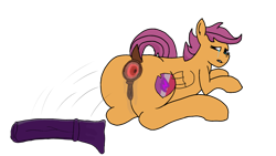 Size: 1920x1080 | Tagged: explicit, scootaloo, anonymous artist, anus, crying, dark genitals, dildo, dock, female, foalcon, g4, gaping, gaping anus, genitals, horsecock dildo, imported from derpibooru, lying down, nudity, pegasus, pony, prone, sex toy, simple background, solo, solo female, tail, the cmc's cutie marks, transparent background, vulva, wings