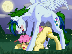 Size: 6700x5000 | Tagged: explicit, artist:star glowing, oc, oc:beargrzzz, age difference, anal, anal orgasm, anus, ass up, balls, colt, cum, cum while penetrated, cumming, derpibooru exclusive, dock, duo, duo male, earth pony, excessive cum, explosive orgasm, eyelashes, eyes closed, face down ass up, foal, foalcon, g4, gay, genitals, hands free, horsecock, imported from derpibooru, large penetration, li'l cheese, male, moon, no eyelashes, nudity, orgasm, orgasm cumshot, outdoor sex, outdoors, pegasus, penetration, penis, pony, sex, stallion, stallion on colt, tail, trap, tremble spikes, trembling
